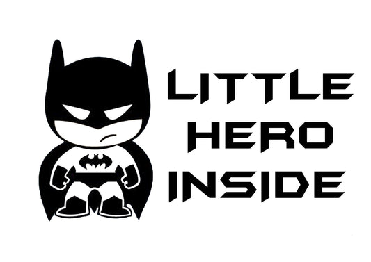 Samolepka na auto - Batman - Little Hero Inside - v barvě dle vašeho výběru